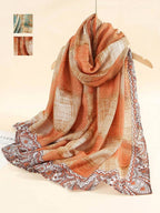 1pc Geometric Pattern Printed Linen Scarf, Made of soft and comfortable material, Scarf