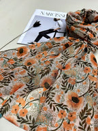 New Breathable Beach Scarf with Tassels, Fashionable Elegant Silk Scarf for Women, Versatile Long Scarf with Vivid Bohemian Print for Outdoor and Beach as a Head Wrap