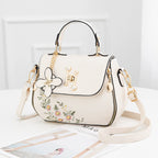 Casual and Fashionable Embroidered Bucket Bag 2025 Autumn New Handheld Small Bag Sweet Lady Shoulder Crossbody Bag