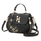 Casual and Fashionable Embroidered Bucket Bag 2025 Autumn New Handheld Small Bag Sweet Lady Shoulder Crossbody Bag