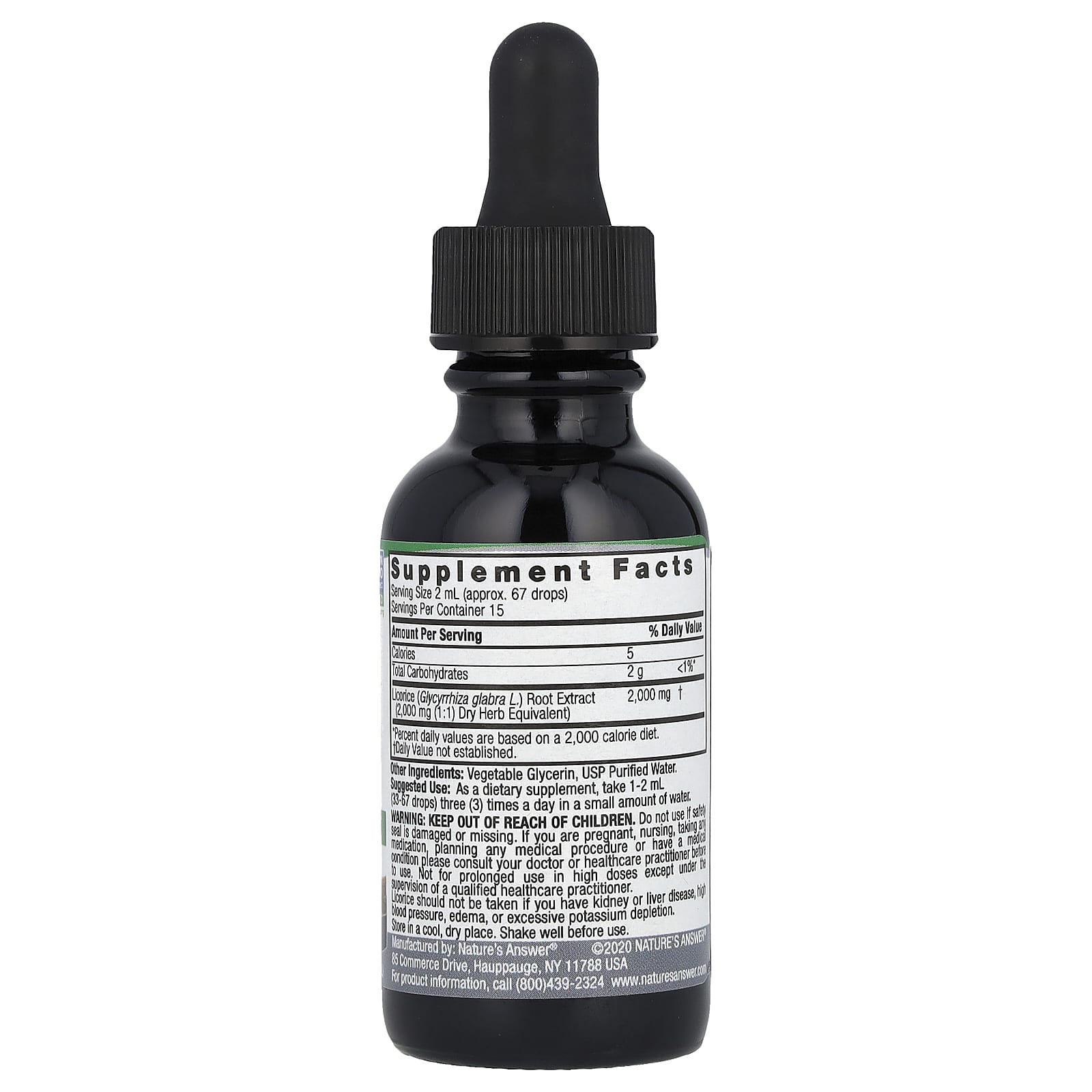 Nature's Answer Licorice Root Alcohol-Free Liquid Extract 2000 mg 30 ml
