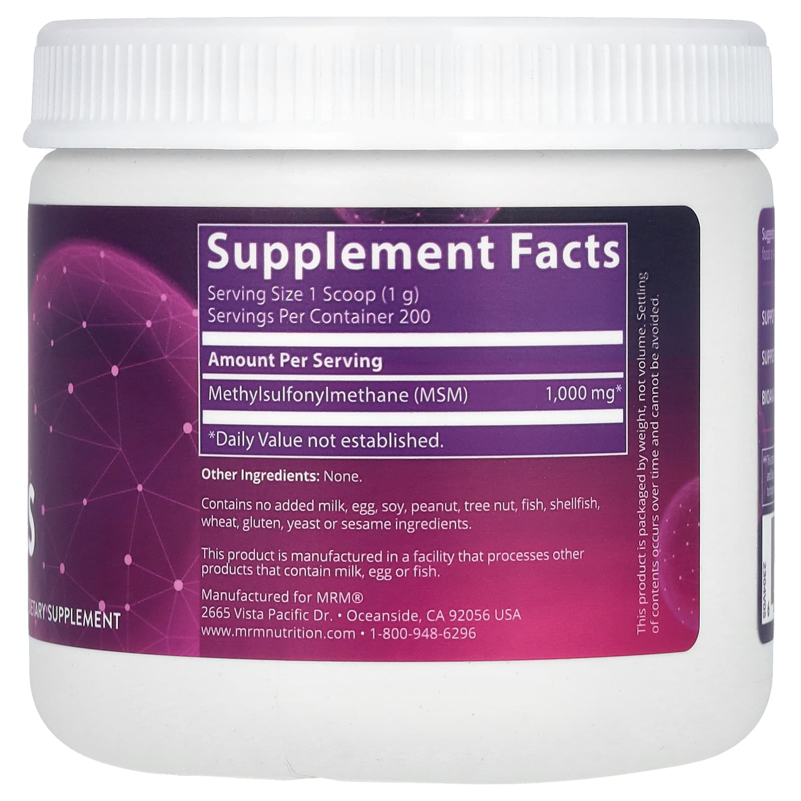 MRM Nutrition Methyl Sulfonylmethane Crystals 1000 mg 200 g