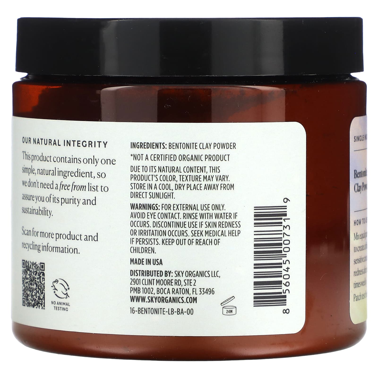 Sky Organics 100% Pure Bentonite Clay 454g
