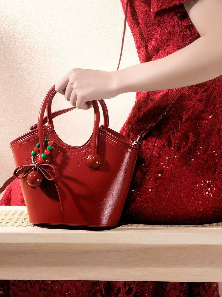 Nanfeng Cherry Love Portable Tote Bag Women's 2025 New All-match Casual Ins Shoulder Crossbody Bag