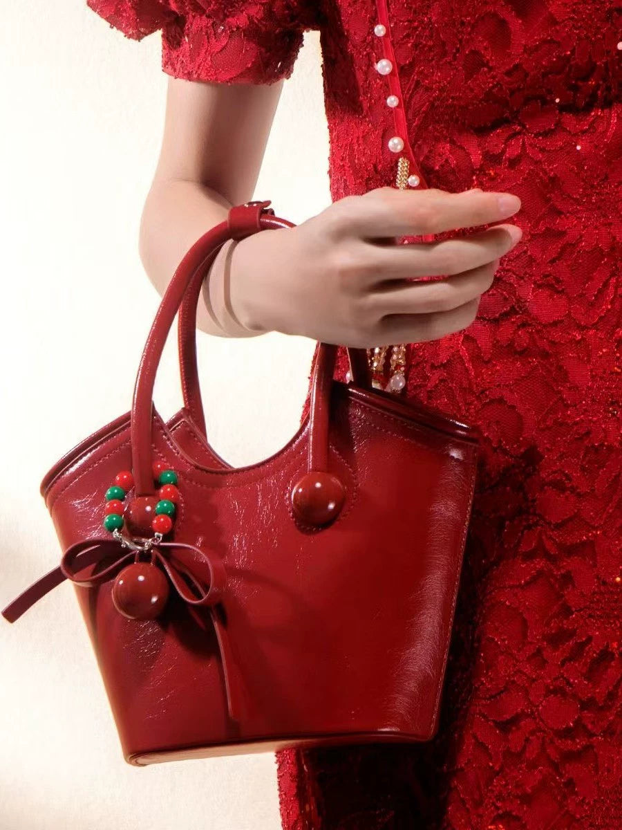 Nanfeng Cherry Love Portable Tote Bag Women's 2025 New All-match Casual Ins Shoulder Crossbody Bag