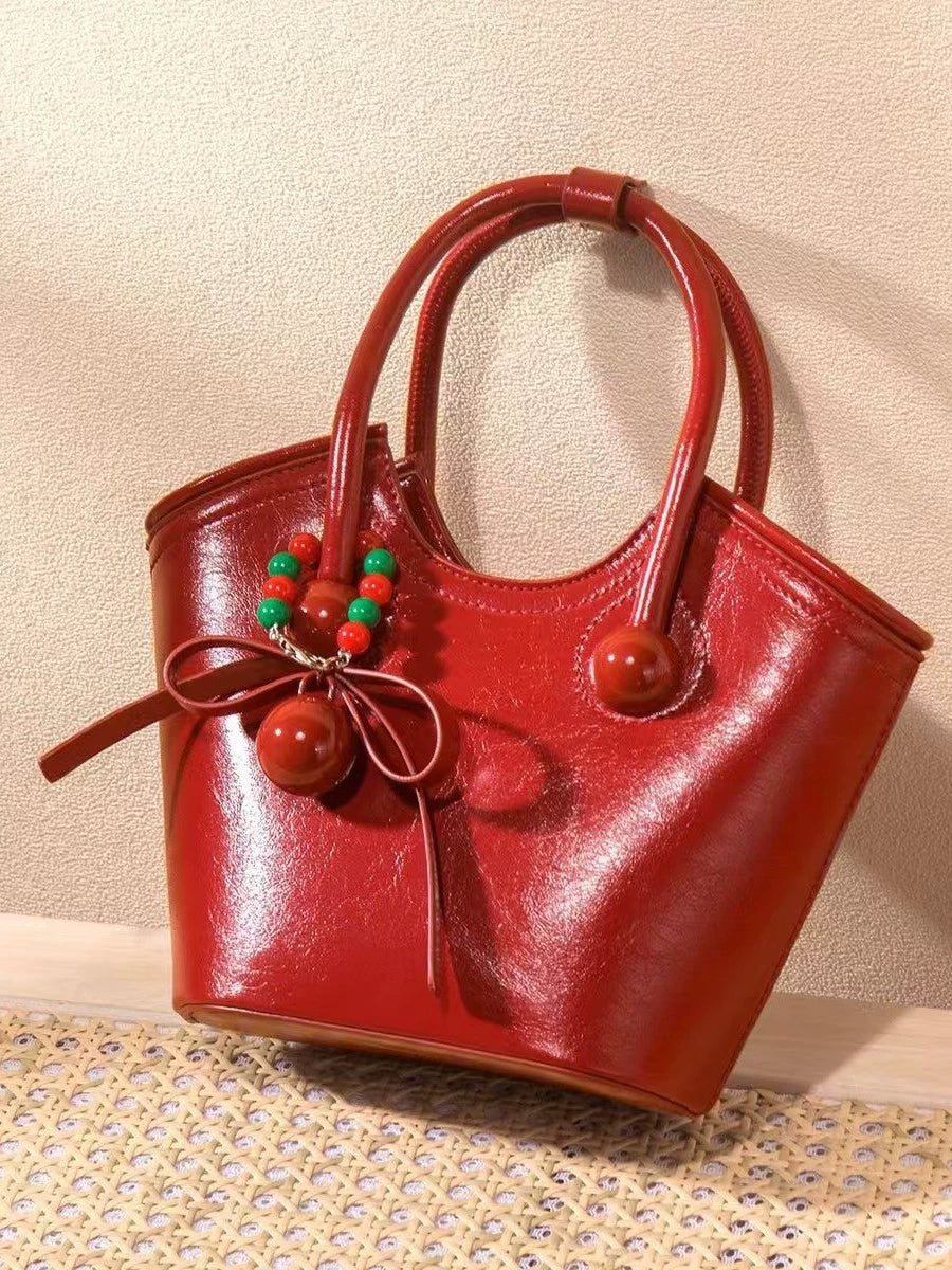 Nanfeng Cherry Love Portable Tote Bag Women's 2025 New All-match Casual Ins Shoulder Crossbody Bag