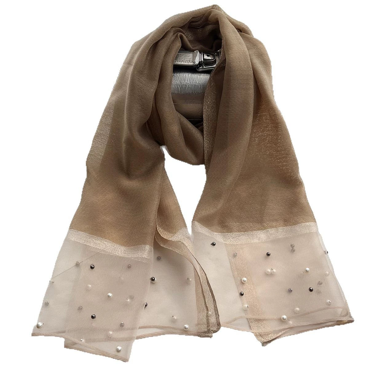 2025 Border Gold Edge Silk Scarf Classic Plaid Beaded Scarf Sunscreen Silk Scarf Gift Box Premium Sense