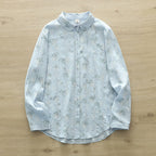 2025 Spring and Autumn New Fresh Style Floral Print Cotton Shirt Women's Long Sleeve Lapel Commuter Printed Shirt Top