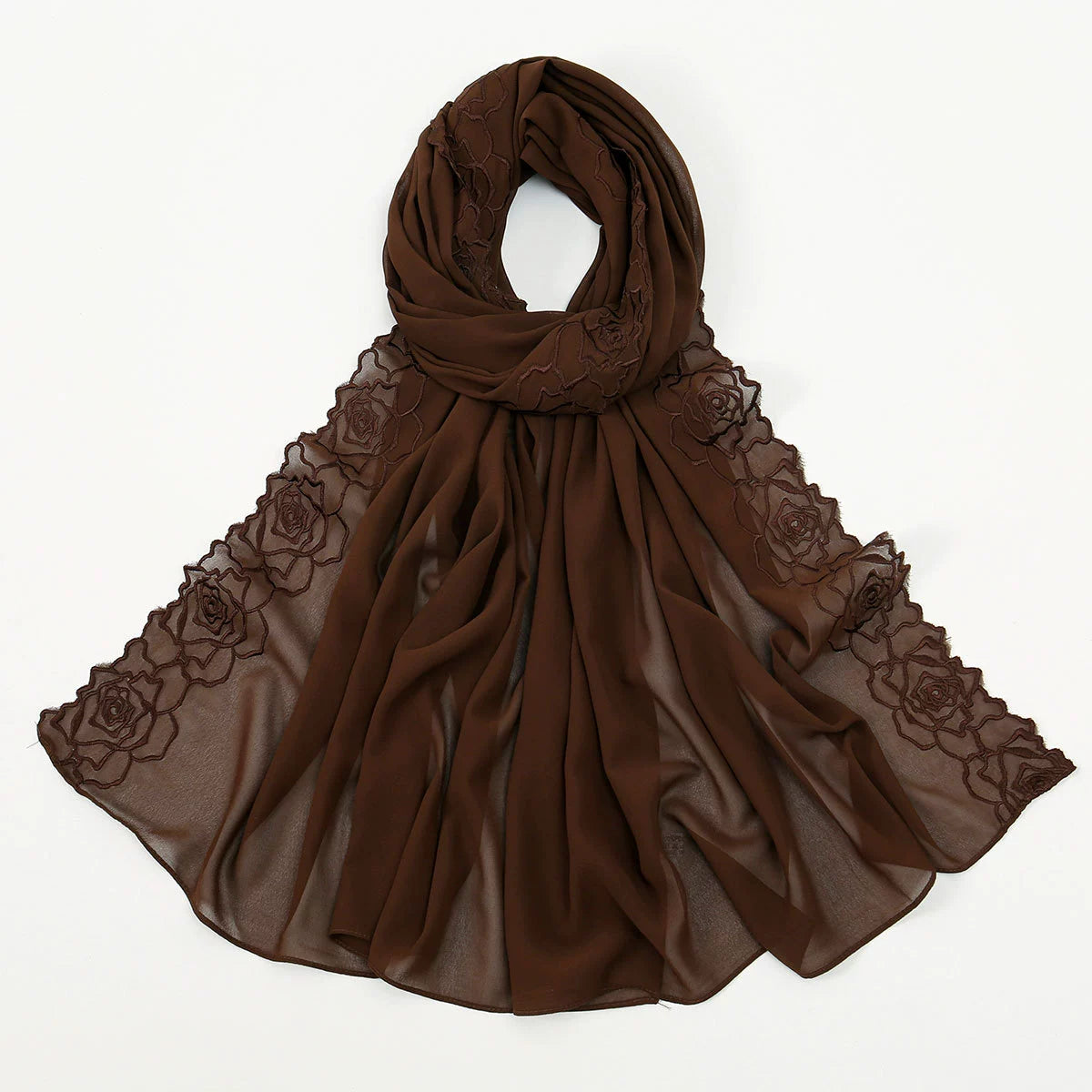 Hot-Selling Embroidered Chiffon Versatile Long Scarf, High-Quality, Comfortable, Breathable Women's Shawl, Headscarf, Fashionable Ol