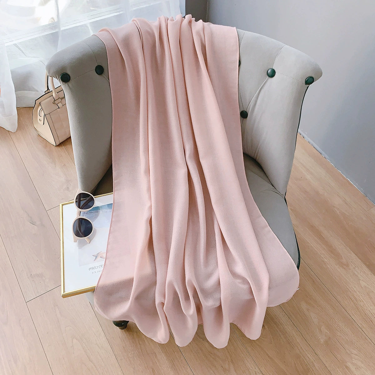 Cotton and Linen Scarf Women's Spring and Summer Artistic Korean-style Long Solid Color Shawl Thin All-match Neck Protecting Silk Scarf for Air-conditioned Room