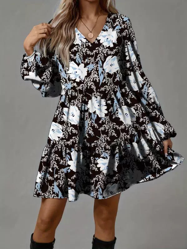 Amazon 2026 European and American Cross-border Spring New Style Plus Size Irregular Print Elegant Dress