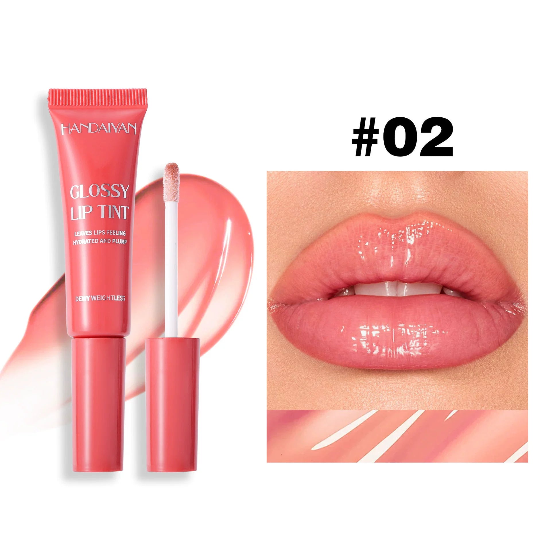 Tube Lip Gloss Moisturizing and Hydrating Cross-Border In-Stock Handaiyan Lip Gloss Lip Color Pearlescent Lip Oil Tube Lip Gloss