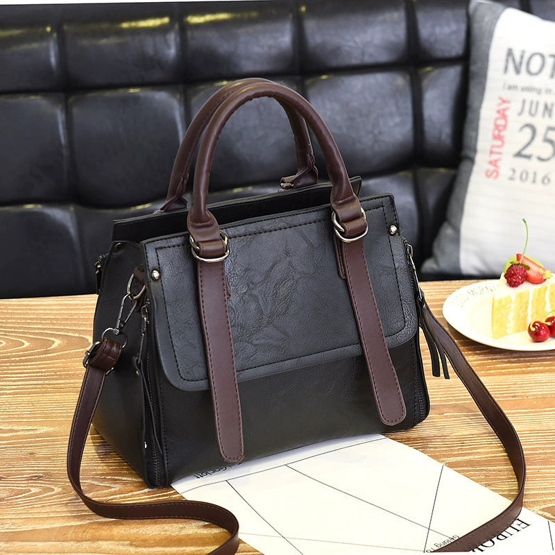 [Bross-Border Women's Bag] 2025 Summer New Fashion Handbag Korean Style Retro Large Capacity Single Shoulder Crossbody Bag Trendy