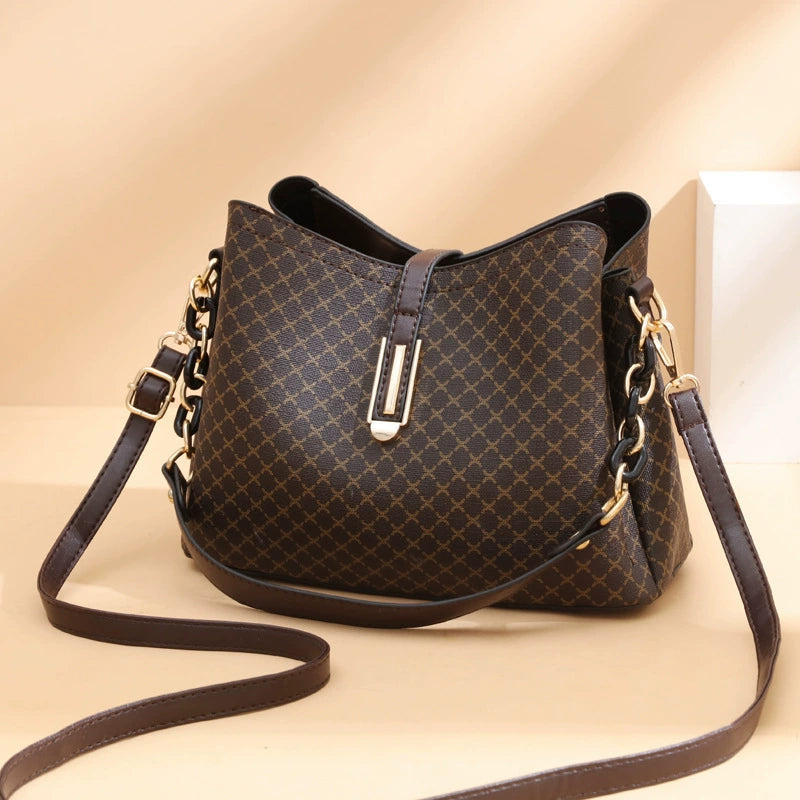 [Drop Shipping Women's Bag] 2025 Autumn and Winter New Bucket Women's Bag Fashionable Printed Shoulder Crossbody Bag Simple Handbag