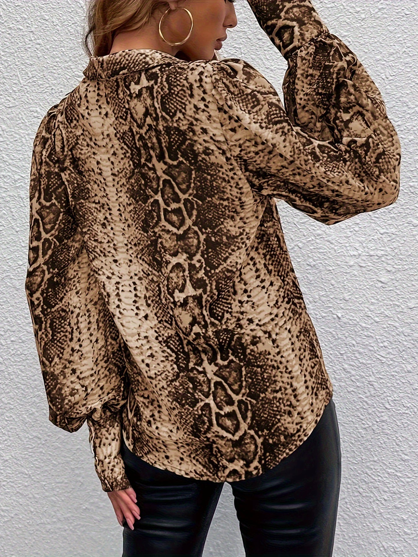 European and American Cross-Border Amazon New Fashion and Elegant Leopard Print Long-Sleeved Cardigan Shirt Top