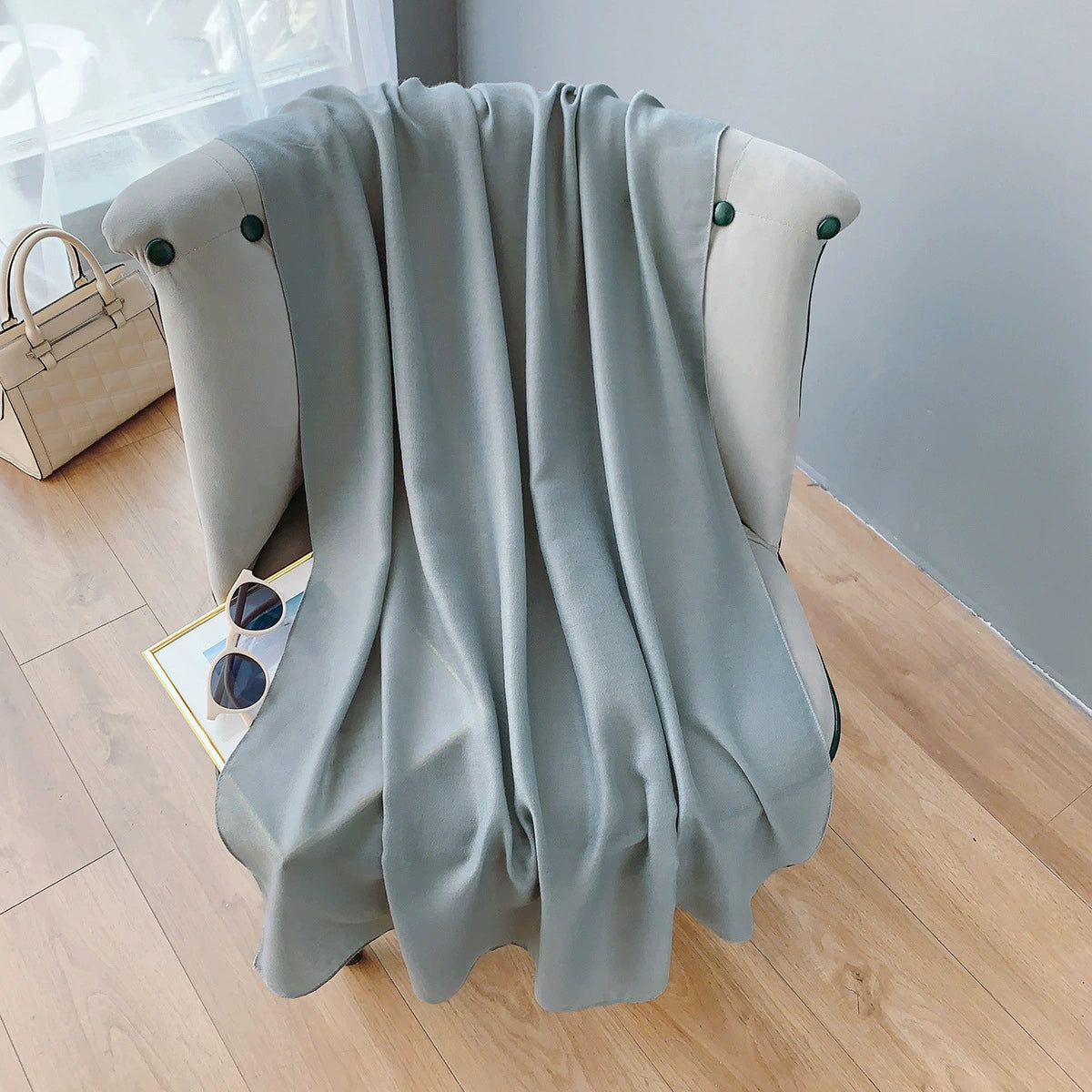 Cotton and Linen Scarf Women's Spring and Summer Artistic Korean-style Long Solid Color Shawl Thin All-match Neck Protecting Silk Scarf for Air-conditioned Room