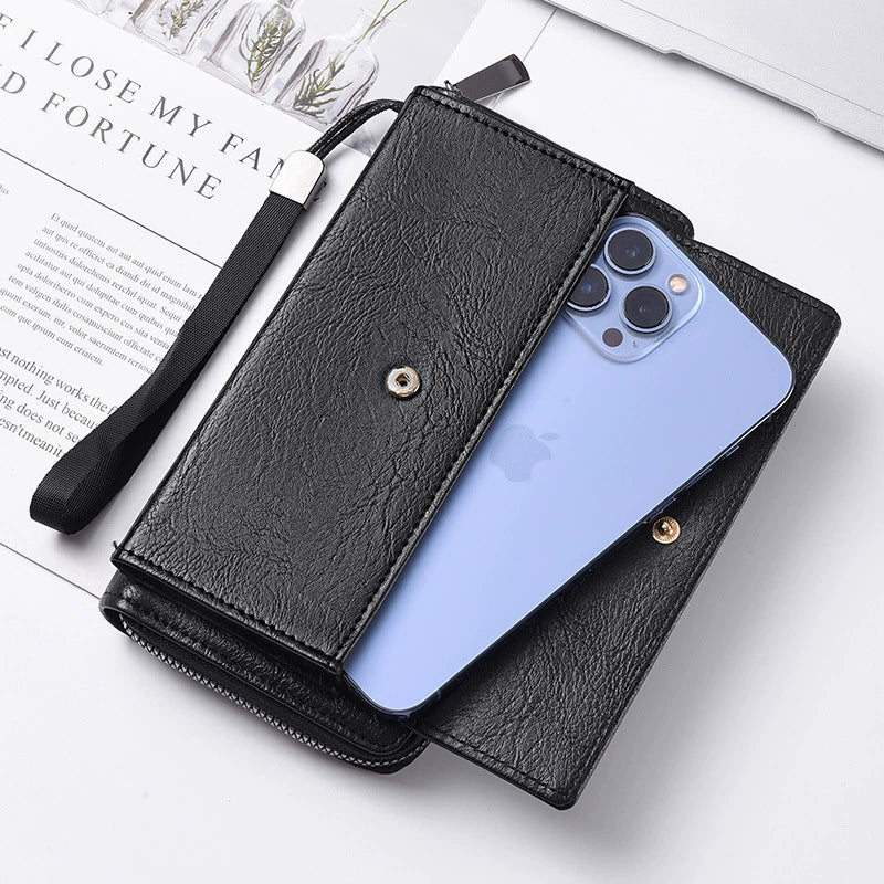 New Men's Wallet Pu Multi-Card Slot Casual Long Wallet Large Capacity Clutch Mobile Phone Coin Purse
