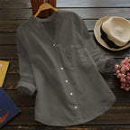 2025 New Spring & Fall Wish Retro Cotton and Linen Shirt Loose Pure Color Casual Shirt