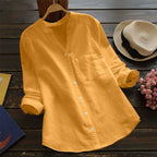 2025 New Spring & Fall Wish Retro Cotton and Linen Shirt Loose Pure Color Casual Shirt
