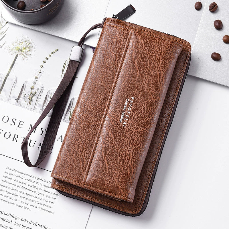 New Men's Wallet Pu Multi-Card Slot Casual Long Wallet Large Capacity Clutch Mobile Phone Coin Purse