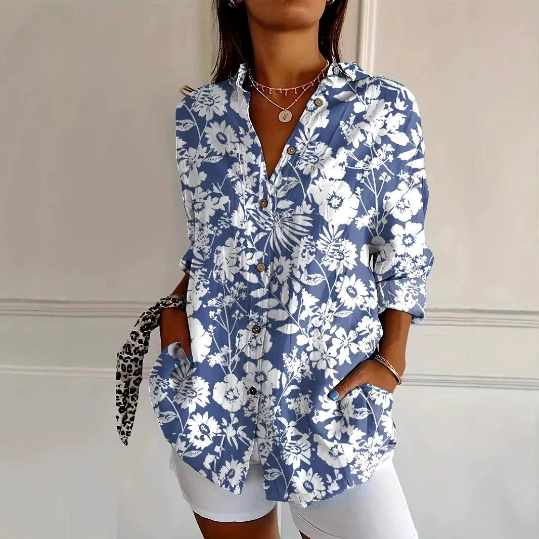 2025 Autumn European and American Cross-Border New Printed Women's Shirts