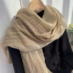 French lace cotton and linen scarf Spring and Autumn new artistic shawl women's autumn and winter thin scarf fashion scarf winter