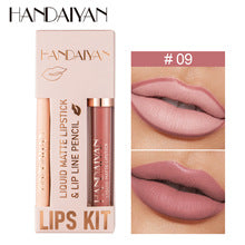 Cross-Border Lip Liner Lip Glaze Set Handaiyan Waterproof Non-Stick Cup Velvet Matte Lipstick Lip Liner Set