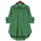 European and American Foreign Trade Women's Spring and Autumn New Two-color Fabric Shirt Large Size Loose Slimming Mid-length All-match Top