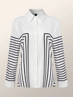 Autumn 2025 Striped Shirt Women's Long-sleeved Loose High-end Elegant Slim-fit Crepe de Chine Silk Top Women's Shirt
