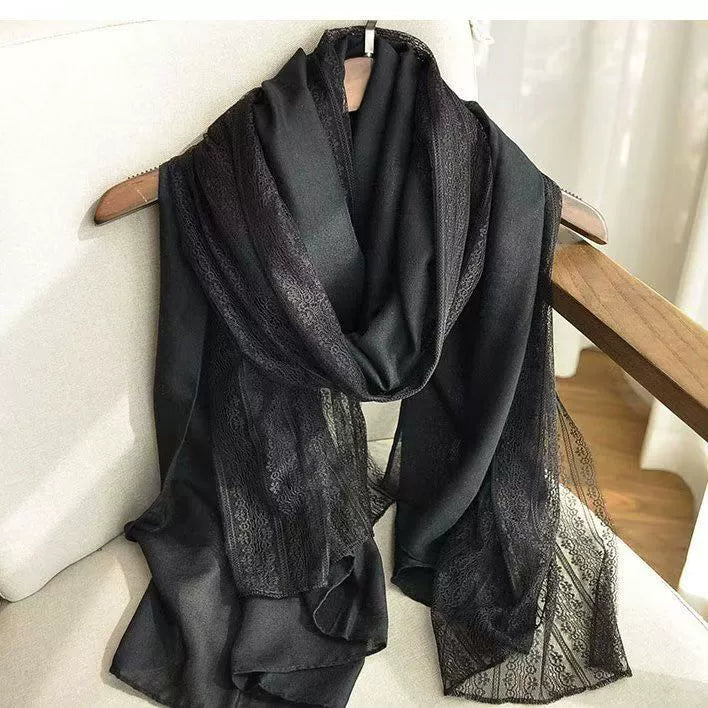 French lace cotton and linen scarf Spring and Autumn new artistic shawl women's autumn and winter thin scarf fashion scarf winter