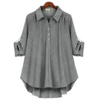 European and American Foreign Trade Women's Spring and Autumn New Two-color Fabric Shirt Large Size Loose Slimming Mid-length All-match Top