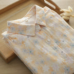 Fresh Flower double-layer cotton yarn cardigan long-sleeved shirt for women 2024 spring new casual slimming top