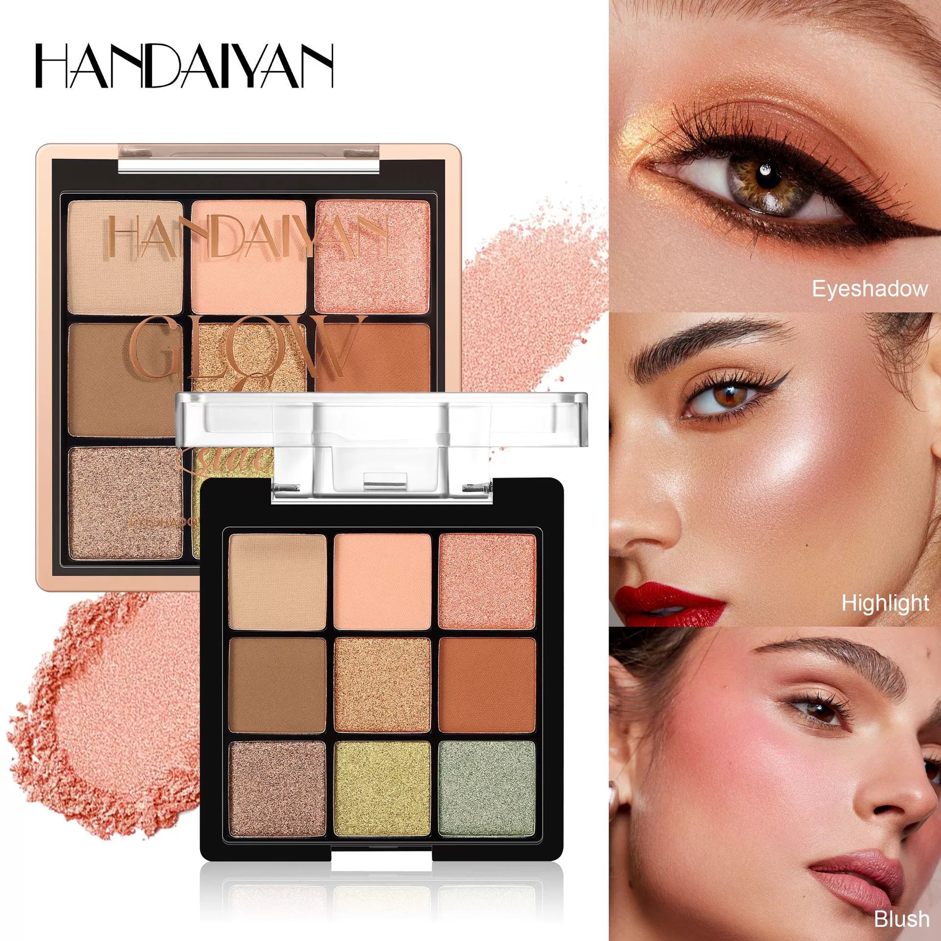 Cross-Border Eye Shadow Blush Highlighter Three-In-One Handaiyan Eye Shadow Palette Three-Layer Comprehensive Palette Highlighter Blush Palette