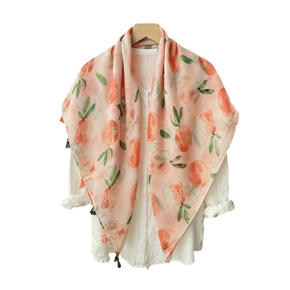 Sweet and Fresh Dye Peach Scarf Women's Spring and Autumn New Cotton All-match Travel Beach Towel Sunscreen Shawl