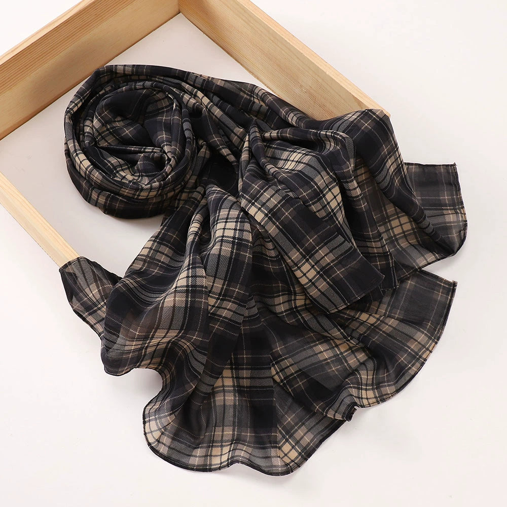 New Malaysian Pearl Chiffon Silk Scarf Rose Print Hijab Hui Turban Gauze Scarf Wholesale