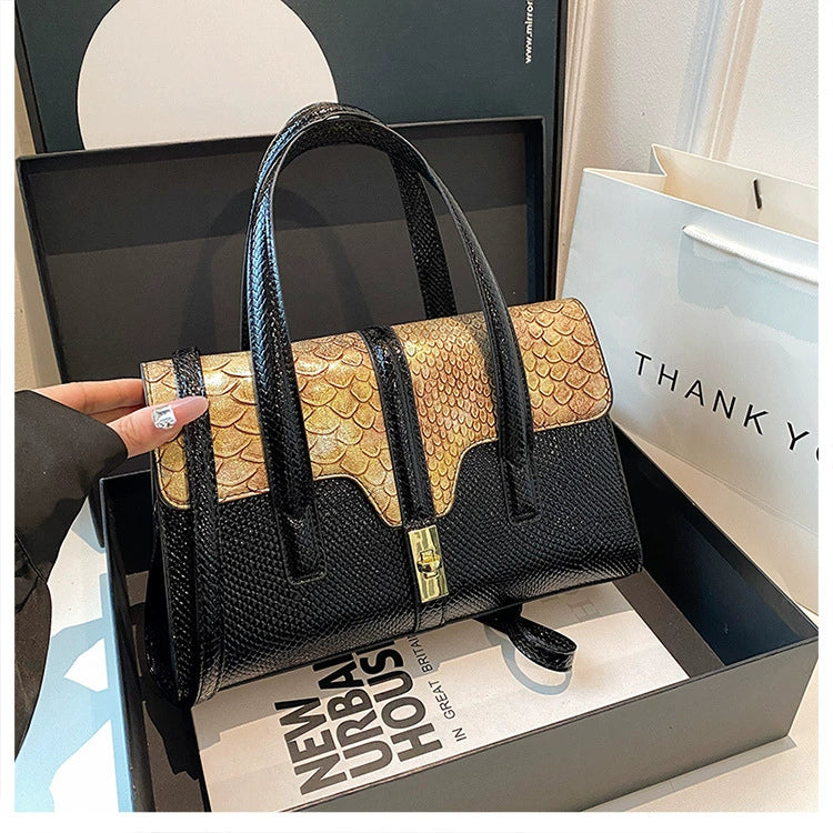 Contrast Color Tote Women's Bag Cross-border European and American Retro Leopard Print Portable Shoulder Crossbody Bag Women's Ladies handbag