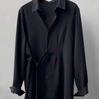 Draped Shirt Women's Long-sleeved Design Niche 2024 Autumn Loose Casual Lace-up French Top