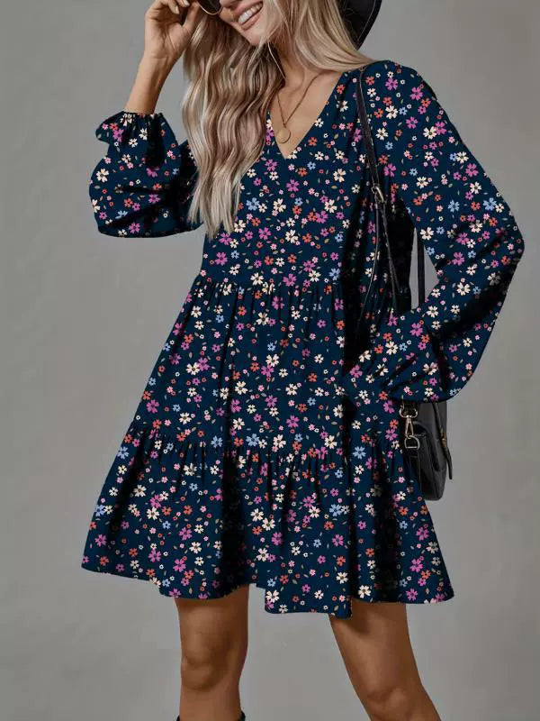 Amazon 2026 European and American Cross-border Spring New Style Plus Size Irregular Print Elegant Dress