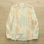 2025 Autumn Korean Style Irregular Printed Shirt Women's Loose and Easiest for Match Double-Layer Cotton Yarn Floral Shirt French Shirt