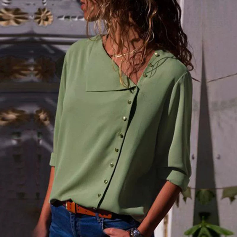 Cross-border Trade European and American Autumn Women's plus size Loose Women's Shirt French Retro Commuter Long-sleeved Shirt for Women