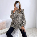 Cross-border Women's Wear Europe and America INS Fall/Winter Fashion Printed Loose Simple Shirt