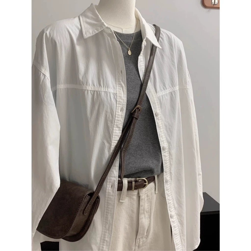 Cross-Border Pure Cotton Solid Color Women's Loose Casual Slimming Versatile Layered Sun Protection Shirt Top Wholesale