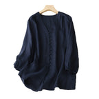 Real Shot of 2025 Summer Versatile Slimming Look Shirt Top Design Niche Women's Linen Unique and Chic Shirt