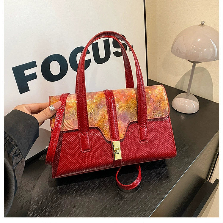 Contrast Color Tote Women's Bag Cross-border European and American Retro Leopard Print Portable Shoulder Crossbody Bag Women's Ladies handbag