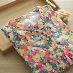 Western style printed cotton yarn long-sleeved shirt for women 2024 Spring and Autumn New loose slimming shirt top for women