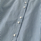 Real shot in stock striped shirt cotton stitching 2025 spring all-match French cotton white-collar shirt for women