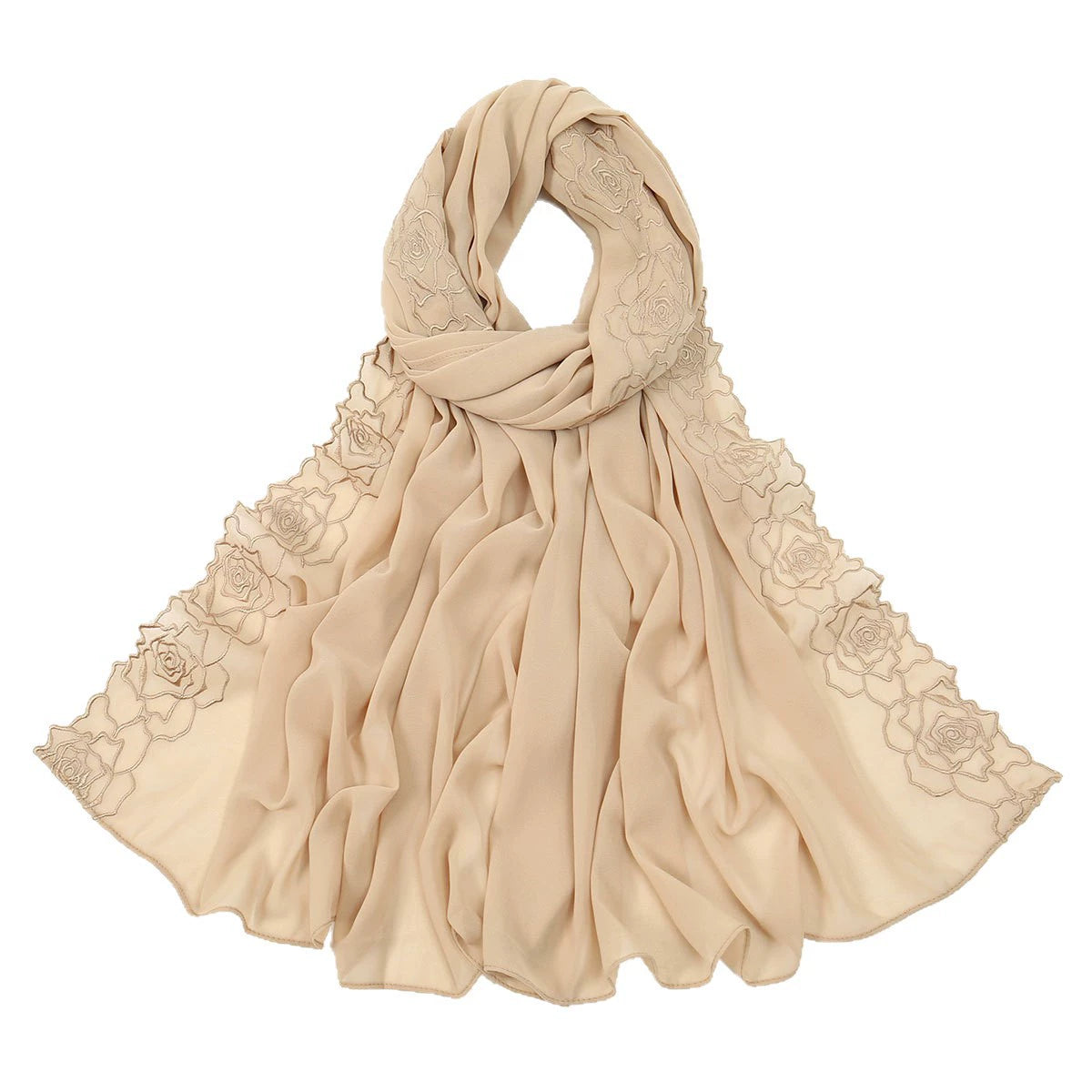 Hot-Selling Embroidered Chiffon Versatile Long Scarf, High-Quality, Comfortable, Breathable Women's Shawl, Headscarf, Fashionable Ol