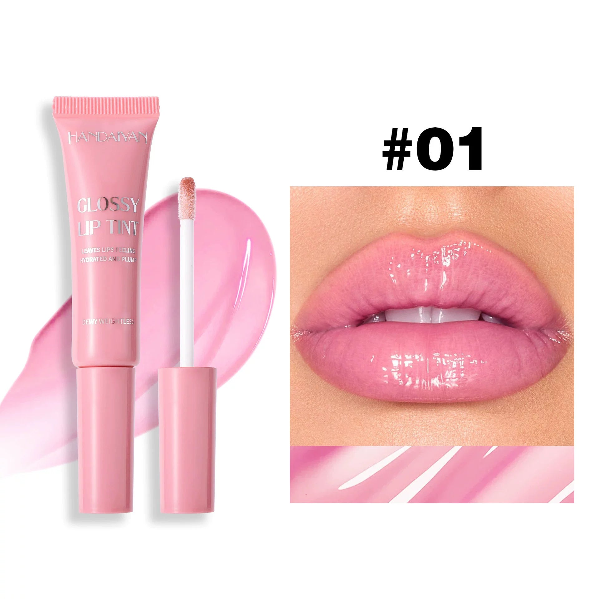 Tube Lip Gloss Moisturizing and Hydrating Cross-Border In-Stock Handaiyan Lip Gloss Lip Color Pearlescent Lip Oil Tube Lip Gloss