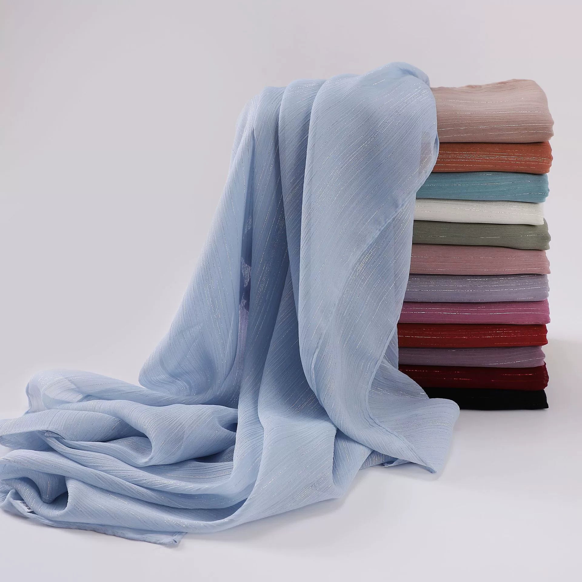 Cross-border Live Broadcast New Chiffon Silver Pleated Long Scarf Hui Scarf Middle East Africa Headscarf Can Change DIY