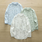 2025 Spring and Autumn New Fresh Style Floral Print Cotton Shirt Women's Long Sleeve Lapel Commuter Printed Shirt Top